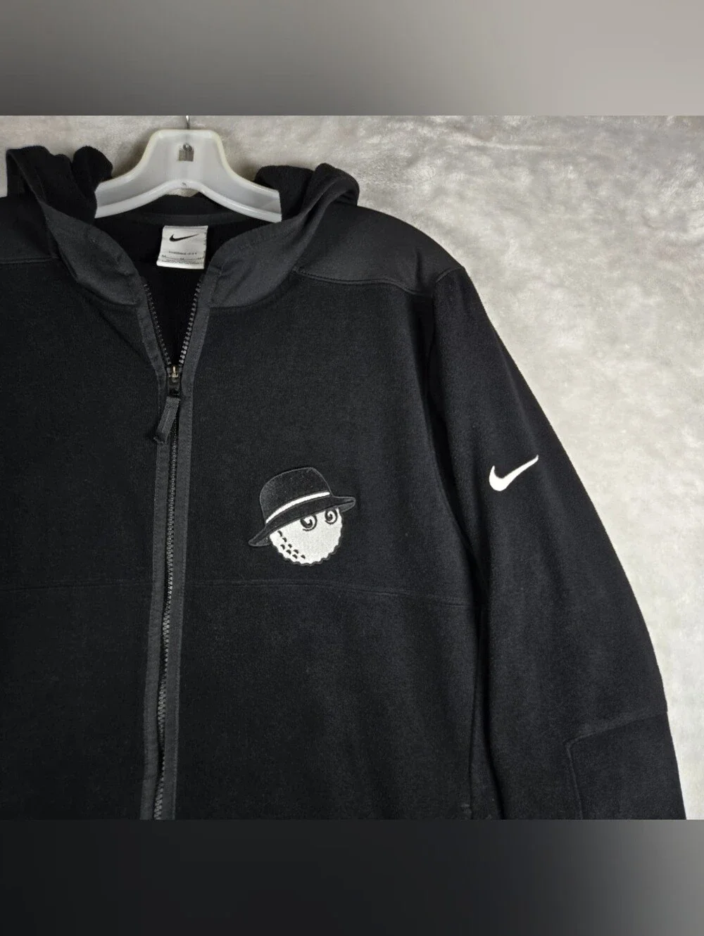Malbon x Nike Fleece Full Zip Jacket Mens Size Medium Hooded Black Golf Ball